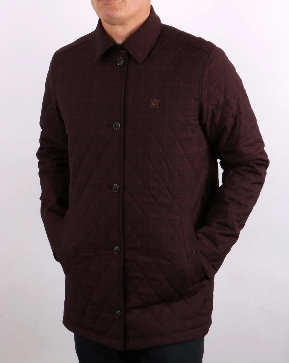 Gabicci Vintage Reversible Short Mac in Black/Port - Image 3