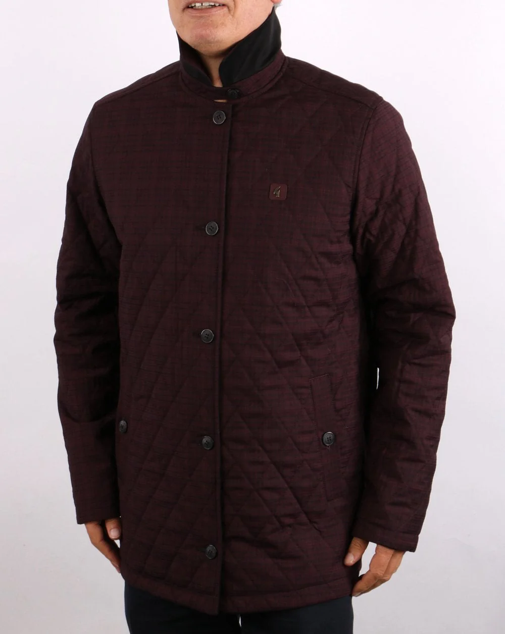 Gabicci Vintage Reversible Short Mac in Black/Port - Image 5