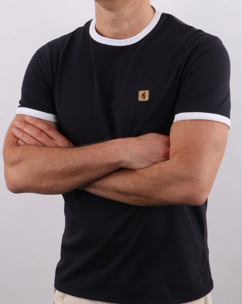 Gabicci Vintage Ringer T-shirt Navy - Image 3