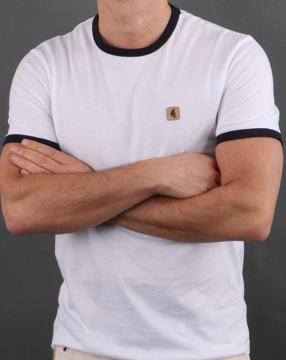 Gabicci Vintage Ringer T-shirt White - Image 3