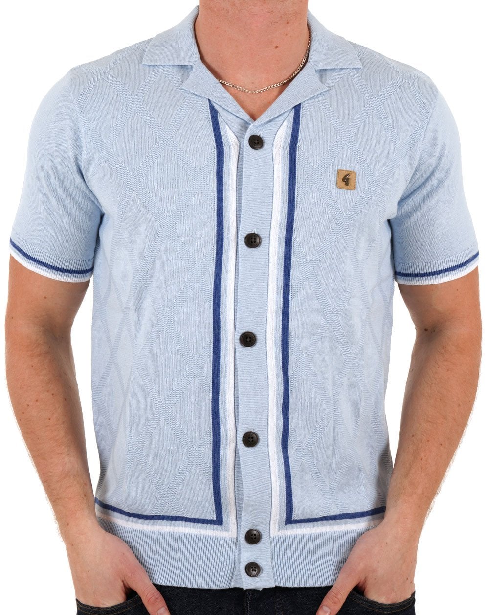 Gabicci Vintage Ross SS Knitted Shirt Azure - Image 5