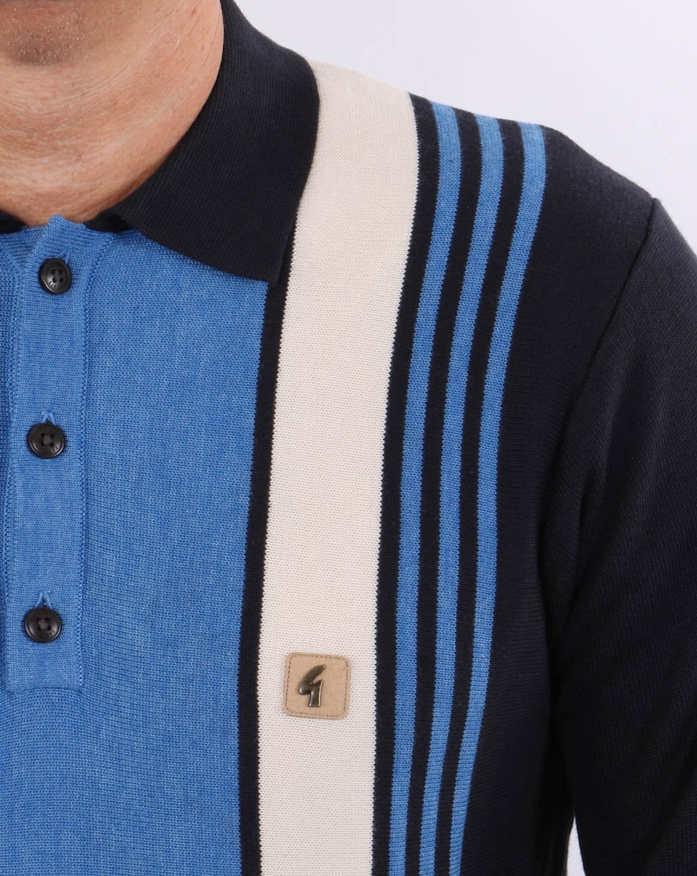 Gabicci Vintage Searle Knitted Polo Navy - Image 2