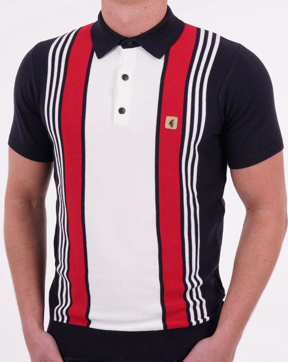Gabicci Vintage Searle Knitted Polo Shirt Navy
