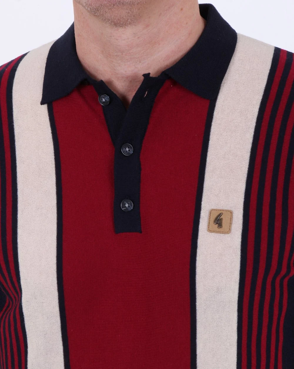 Gabicci Vintage Searle Knitted Polo Shirt Navy - Image 2