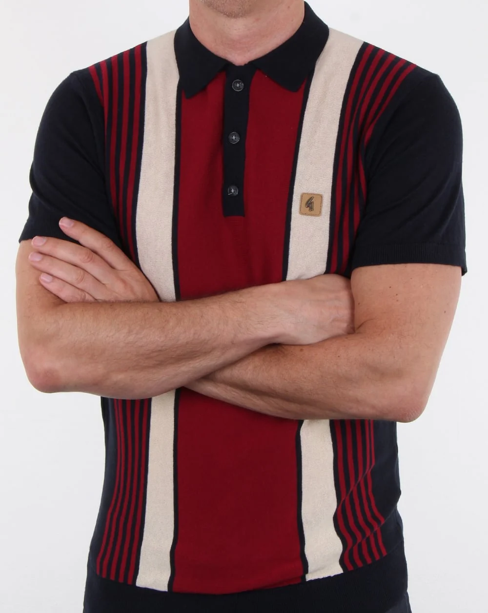 Gabicci Vintage Searle Knitted Polo Shirt Navy - Image 3