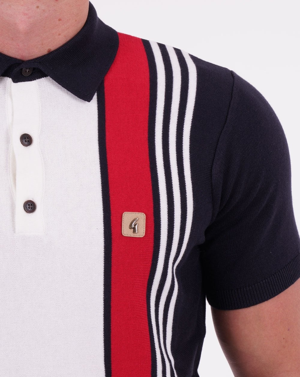 Gabicci Vintage Searle Knitted Polo Shirt Navy - Image 2