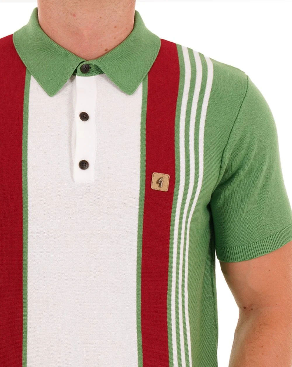 Gabicci Vintage Searle Knitted Polo Verde - Image 2