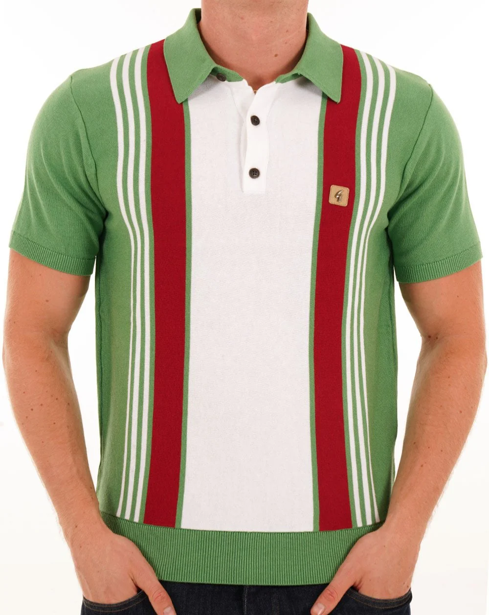 Gabicci Vintage Searle Knitted Polo Verde - Image 3