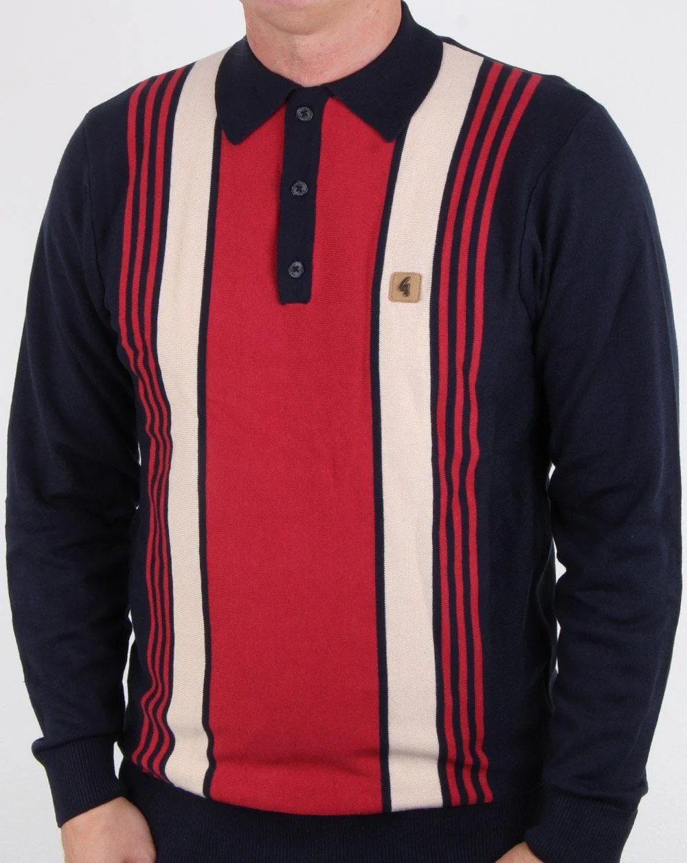 Gabicci Vintage Searle Long Sleeve Polo Navy