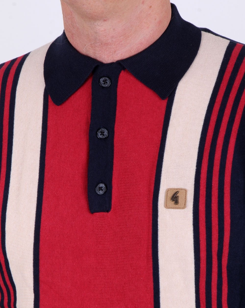 Gabicci Vintage Searle Long Sleeve Polo Navy - Image 2