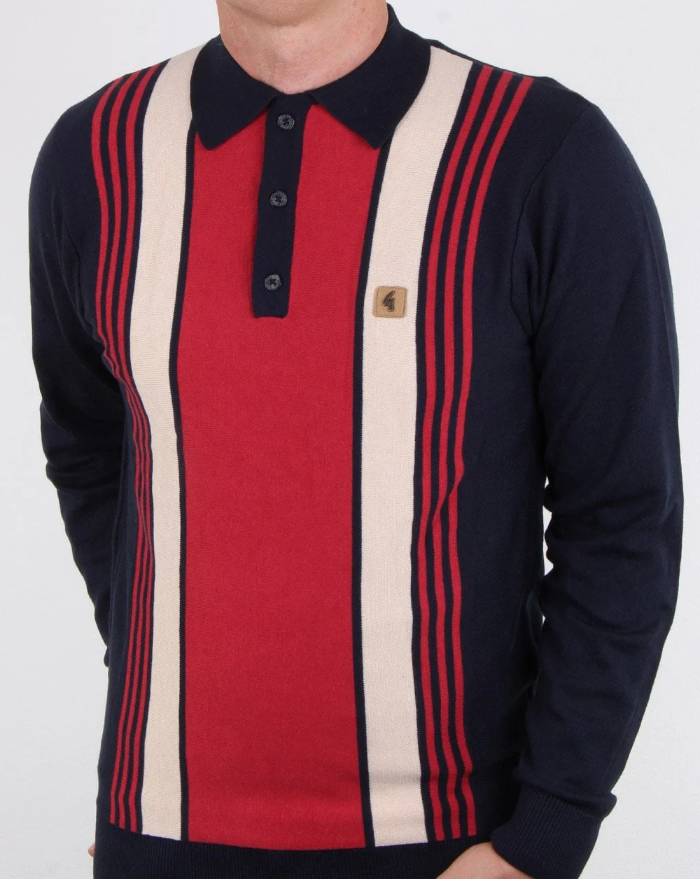 Gabicci Vintage Searle Long Sleeve Polo Navy - Image 4