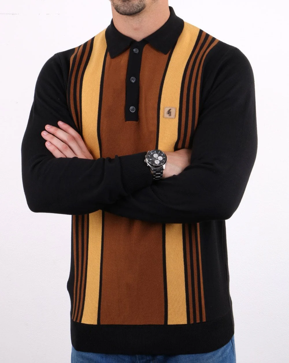 Gabicci Vintage Searle Polo Shirt Black - Image 3