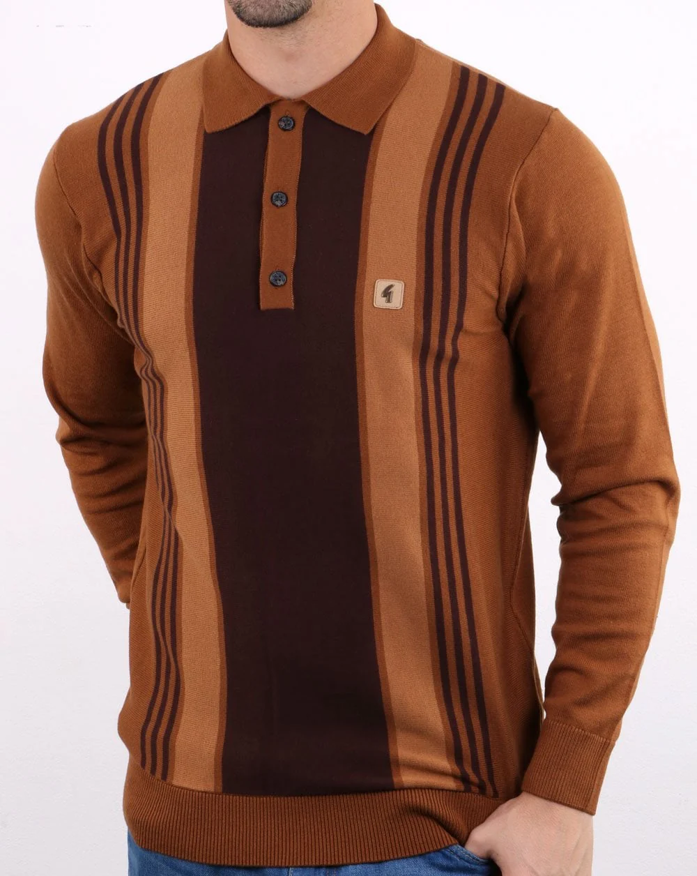 Gabicci Vintage Searle Polo Shirt Honey Brown - Image 2