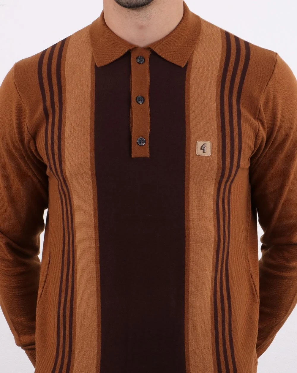 Gabicci Vintage Searle Polo Shirt Honey Brown - Image 4