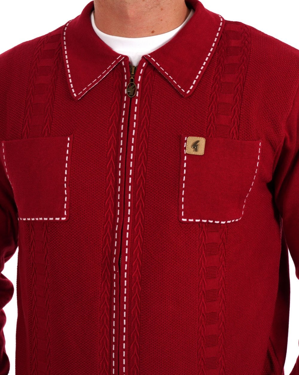 Gabicci Vintage Serge Knit Zip Up Cherry - Image 2
