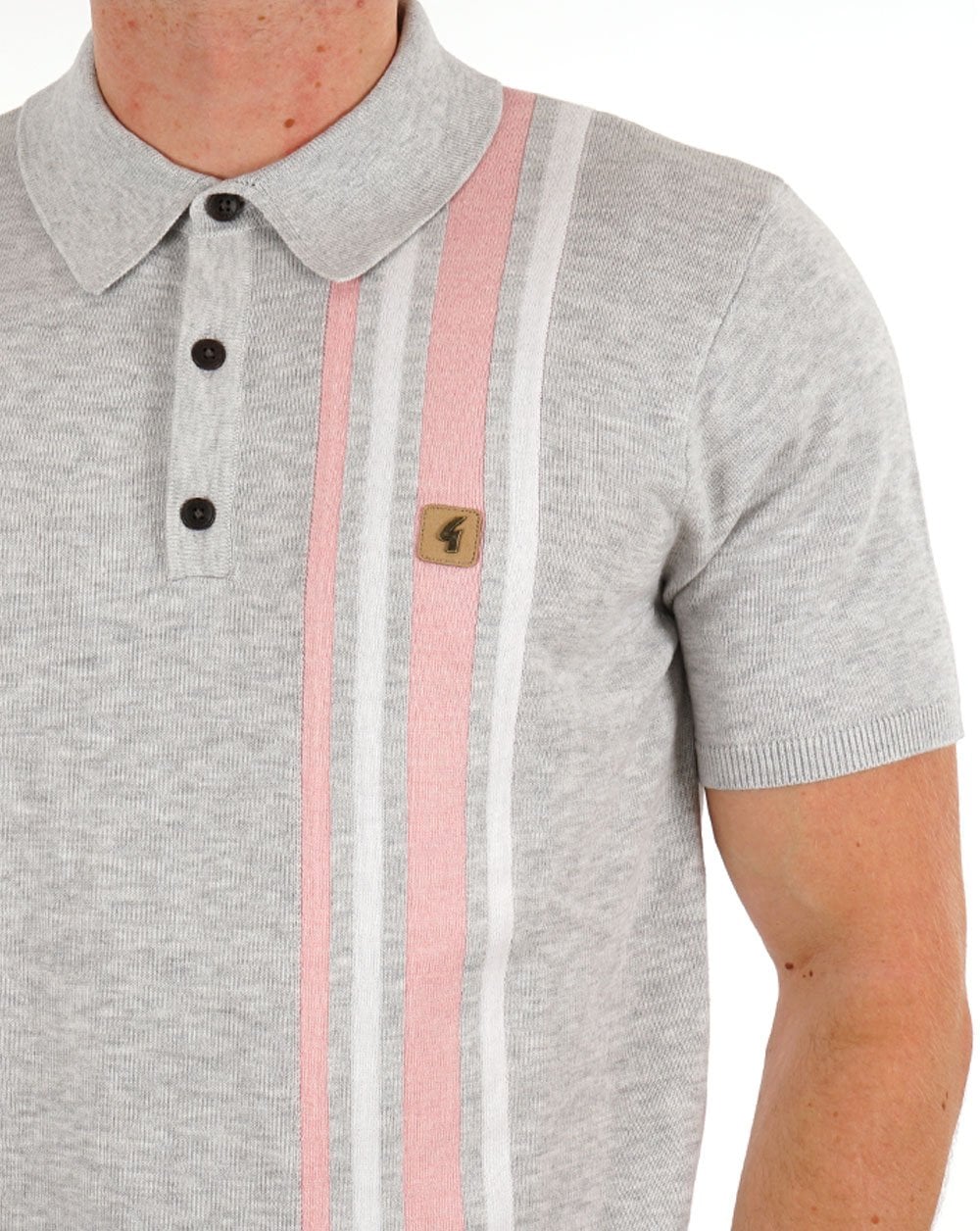 Gabicci Vintage Soda Knit Polo Grey - Image 2
