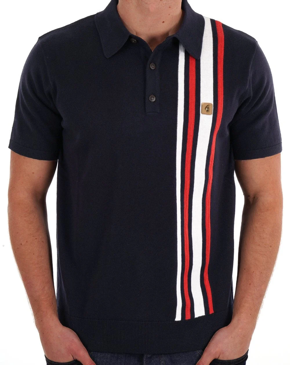 Gabicci Vintage Soda Knit Polo Navy - Image 3