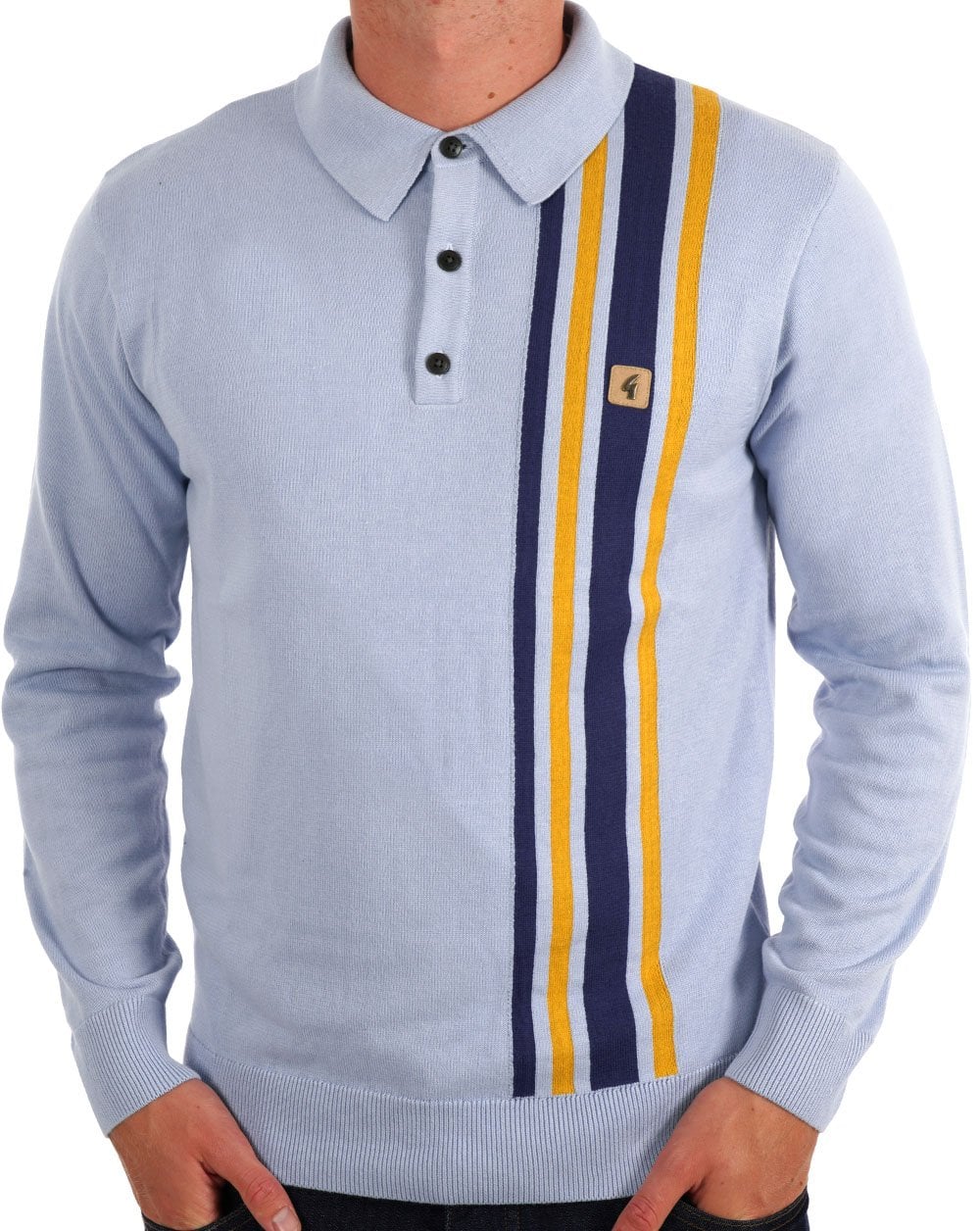 Gabicci Vintage Soda LS Knit Polo Sky
