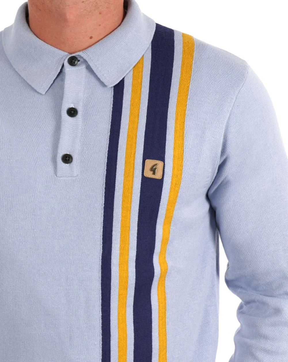Gabicci Vintage Soda LS Knit Polo Sky - Image 2