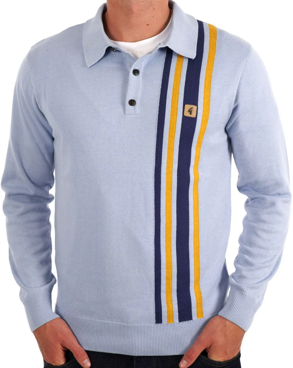 Gabicci Vintage Soda LS Knit Polo Sky - Image 3