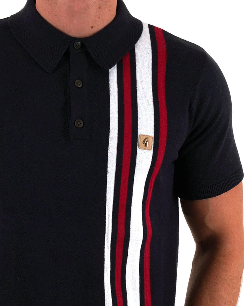 Gabicci Vintage Soda SS Knitted Polo Navy - Image 3