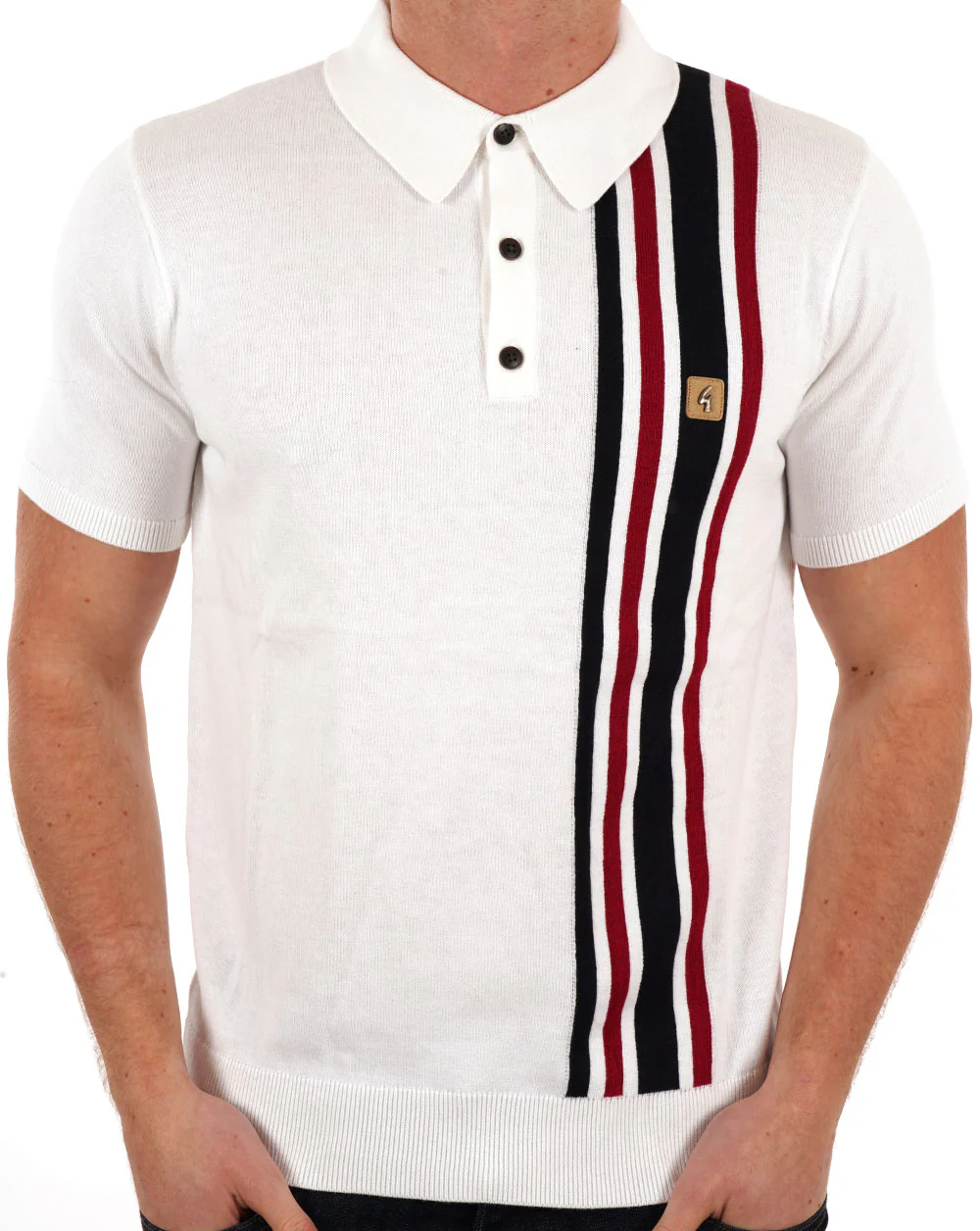 Gabicci Vintage Soda SS Knitted Polo White - Image 2
