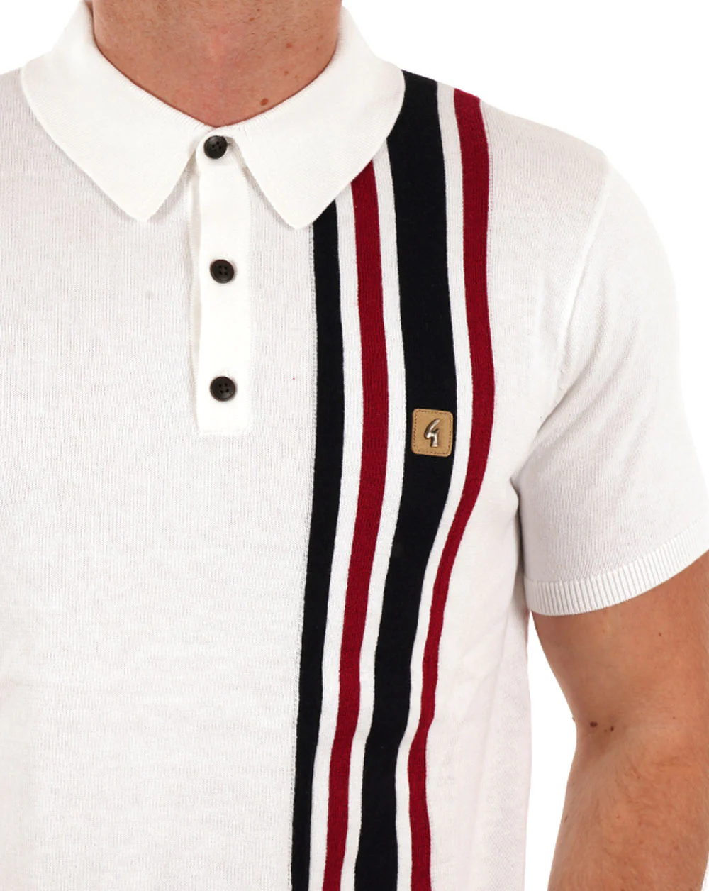 Gabicci Vintage Soda SS Knitted Polo White - Image 3