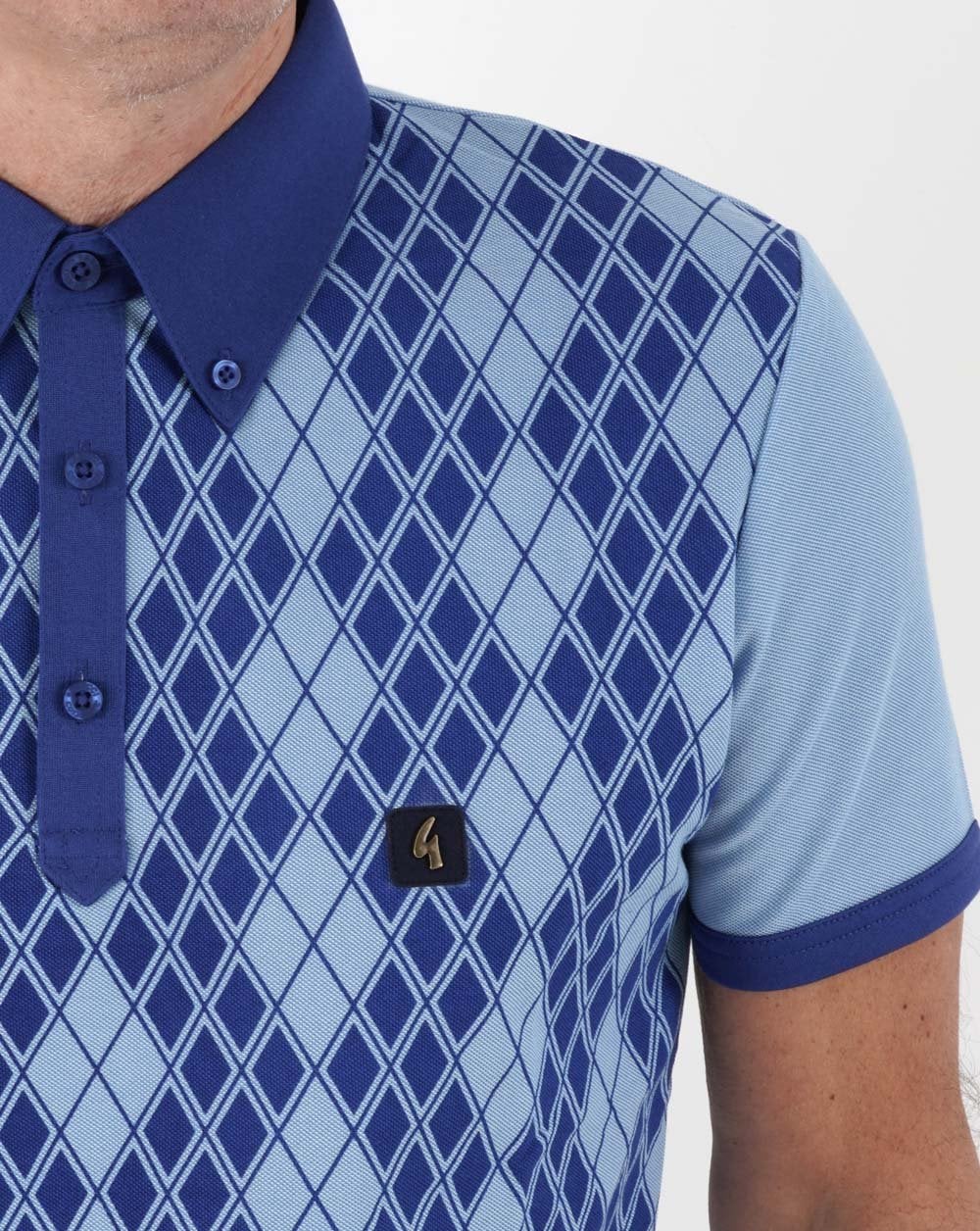 Gabicci Vintage Stewart Oxford Polo Blue - Image 2