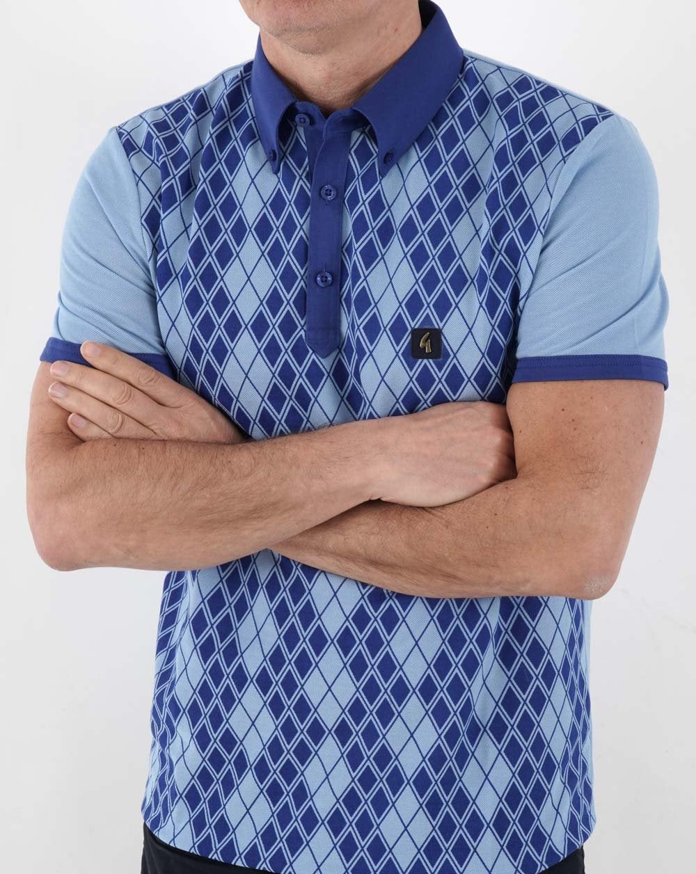 Gabicci Vintage Stewart Oxford Polo Blue - Image 3