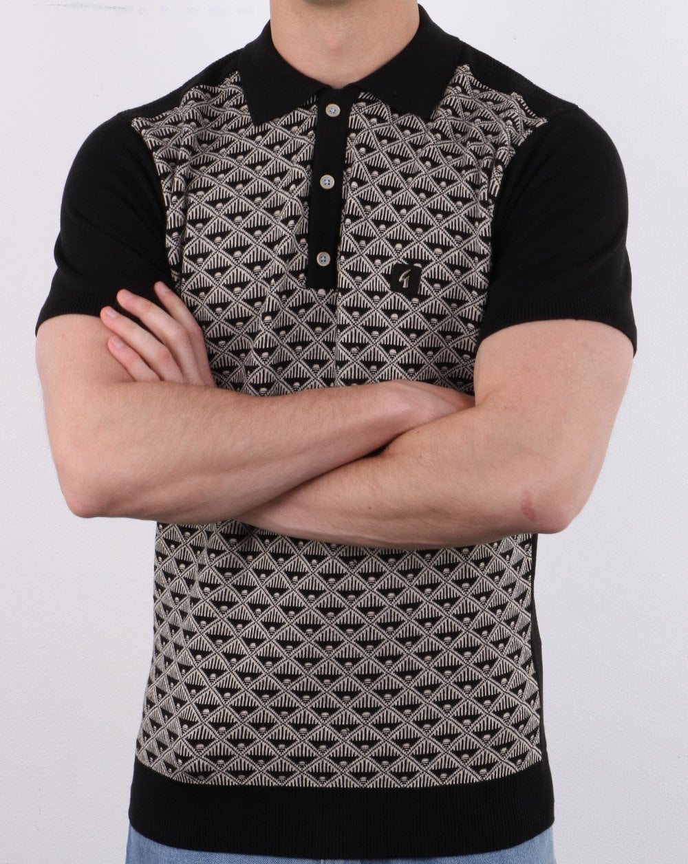 Gabicci Vintage Sunrise Polo Shirt Black - Image 2