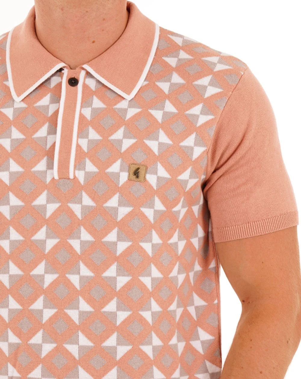 Gabicci Vintage Ted Knitted Polo Peach