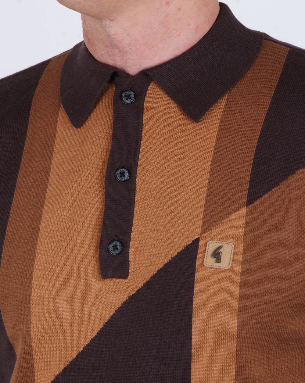Gabicci Vintage Texas Long Sleeve Polo Espresso - Image 2