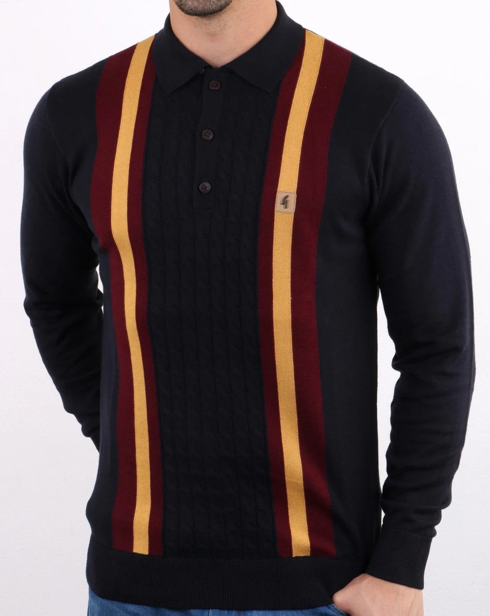 Gabicci Vintage Tram Polo Shirt Navy - Image 2
