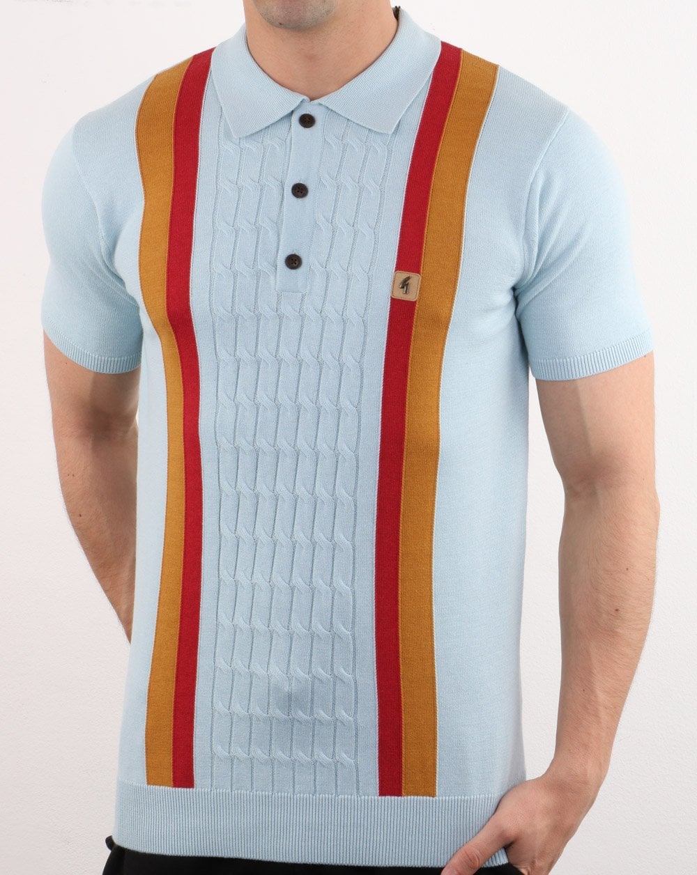 Gabicci Vintage Turney Striped Polo Sky Blue - Image 2