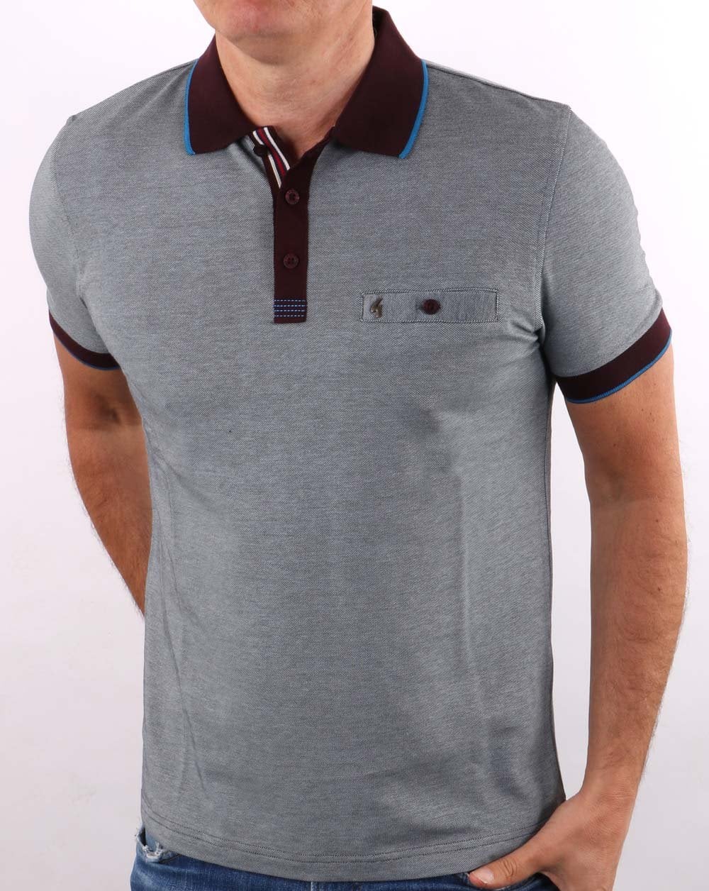 Gabicci Vintage Two Tone Polo Navy / Grey - Image 3