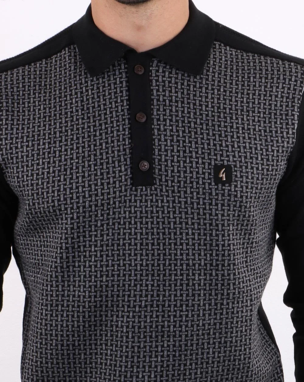 Gabicci Vintage Weaver Polo Shirt Black - Image 5