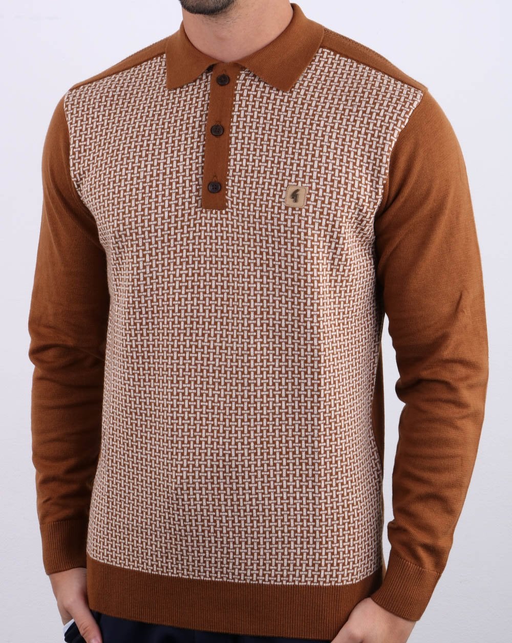 Gabicci Vintage Weaver Polo Shirt Honeycomb