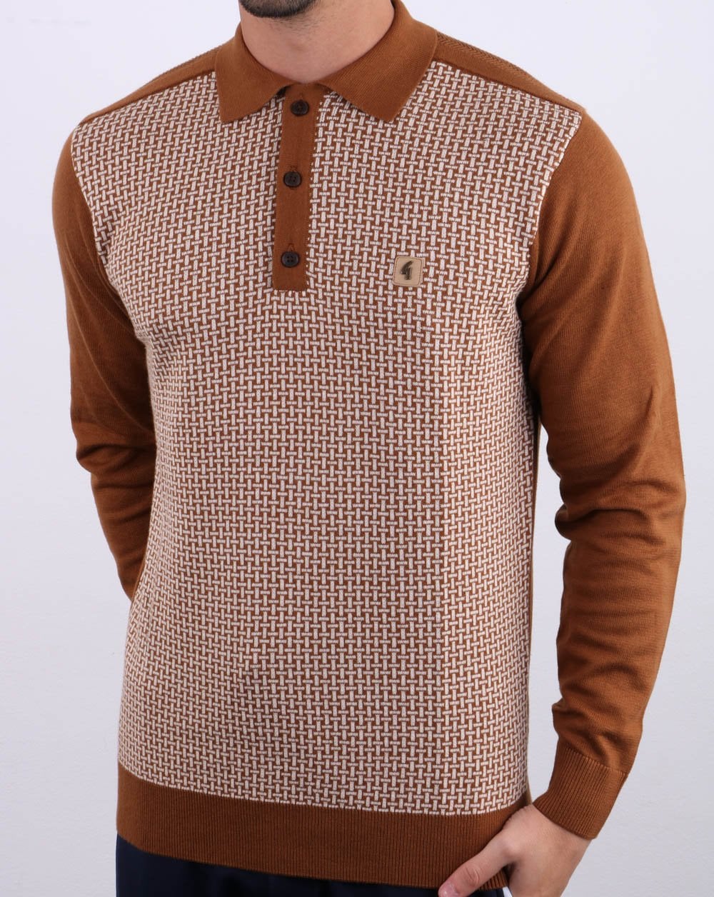 Gabicci Vintage Weaver Polo Shirt Honeycomb - Image 2