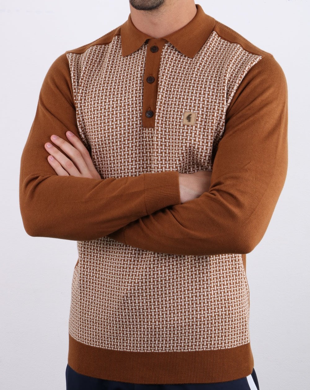 Gabicci Vintage Weaver Polo Shirt Honeycomb - Image 3