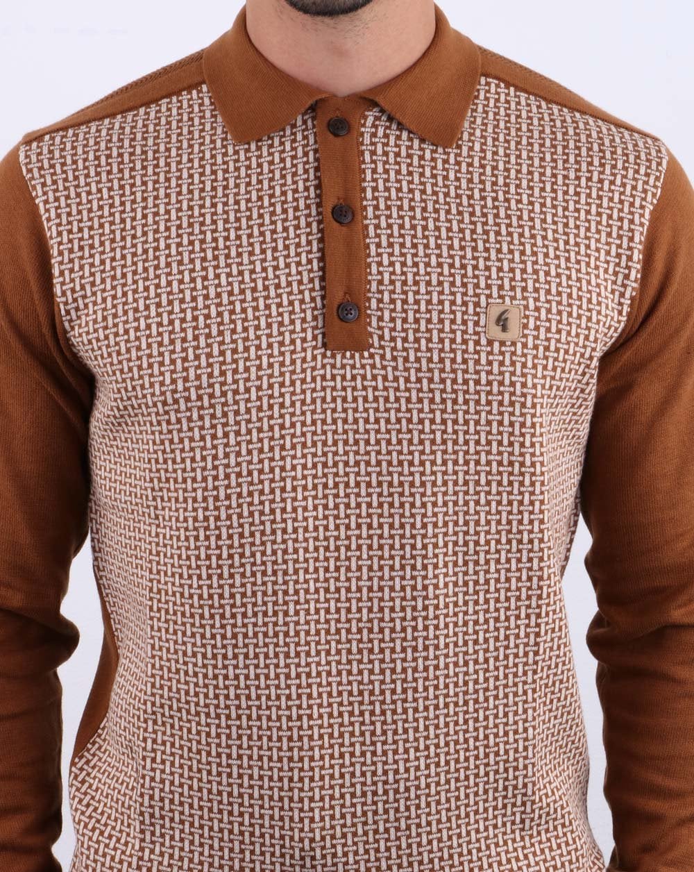 Gabicci Vintage Weaver Polo Shirt Honeycomb - Image 4