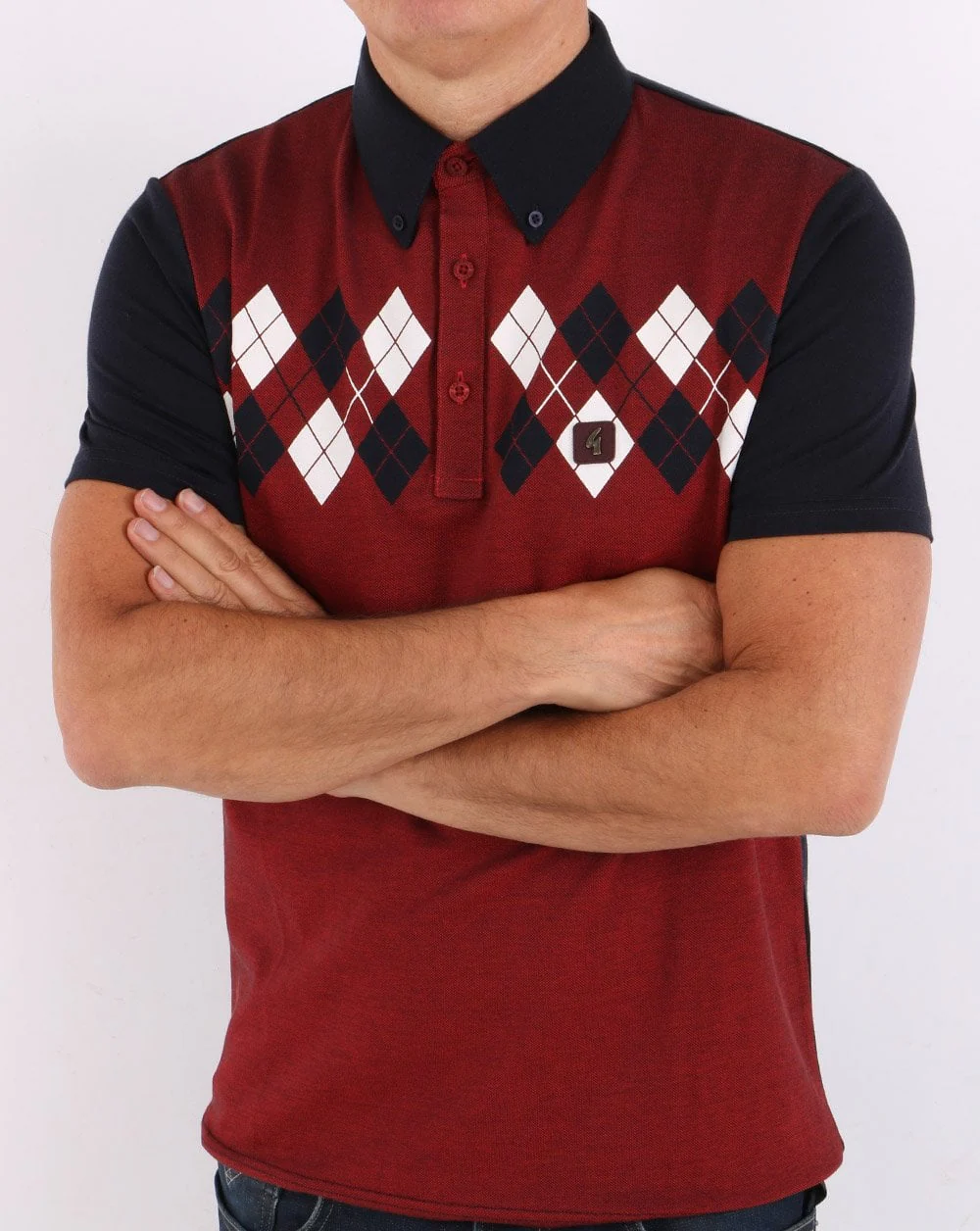 Gabicci Vintage Woodward Polo Navy/Red - Image 2