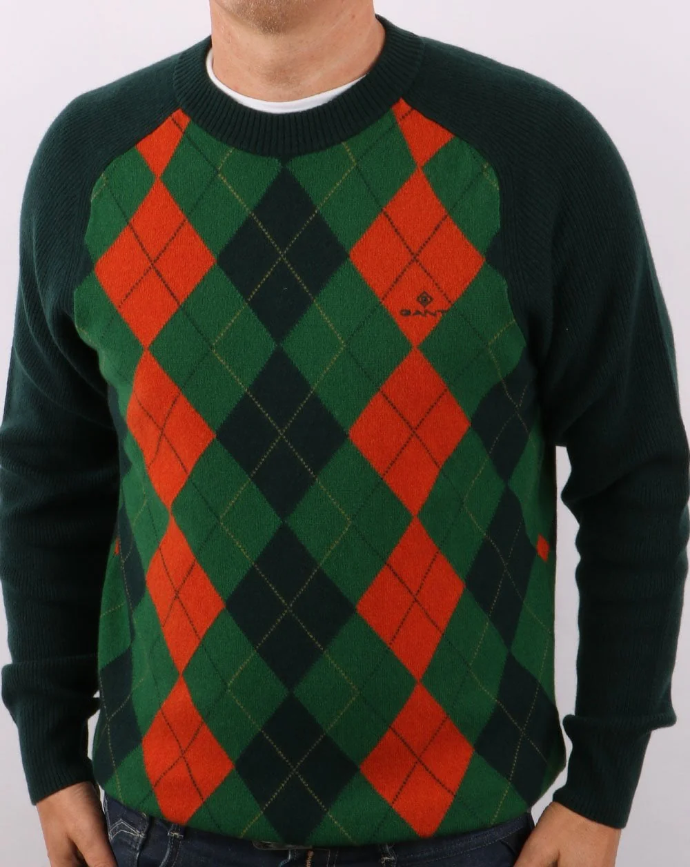Gant Argyle Crew Neck Tartan Green - Image 2