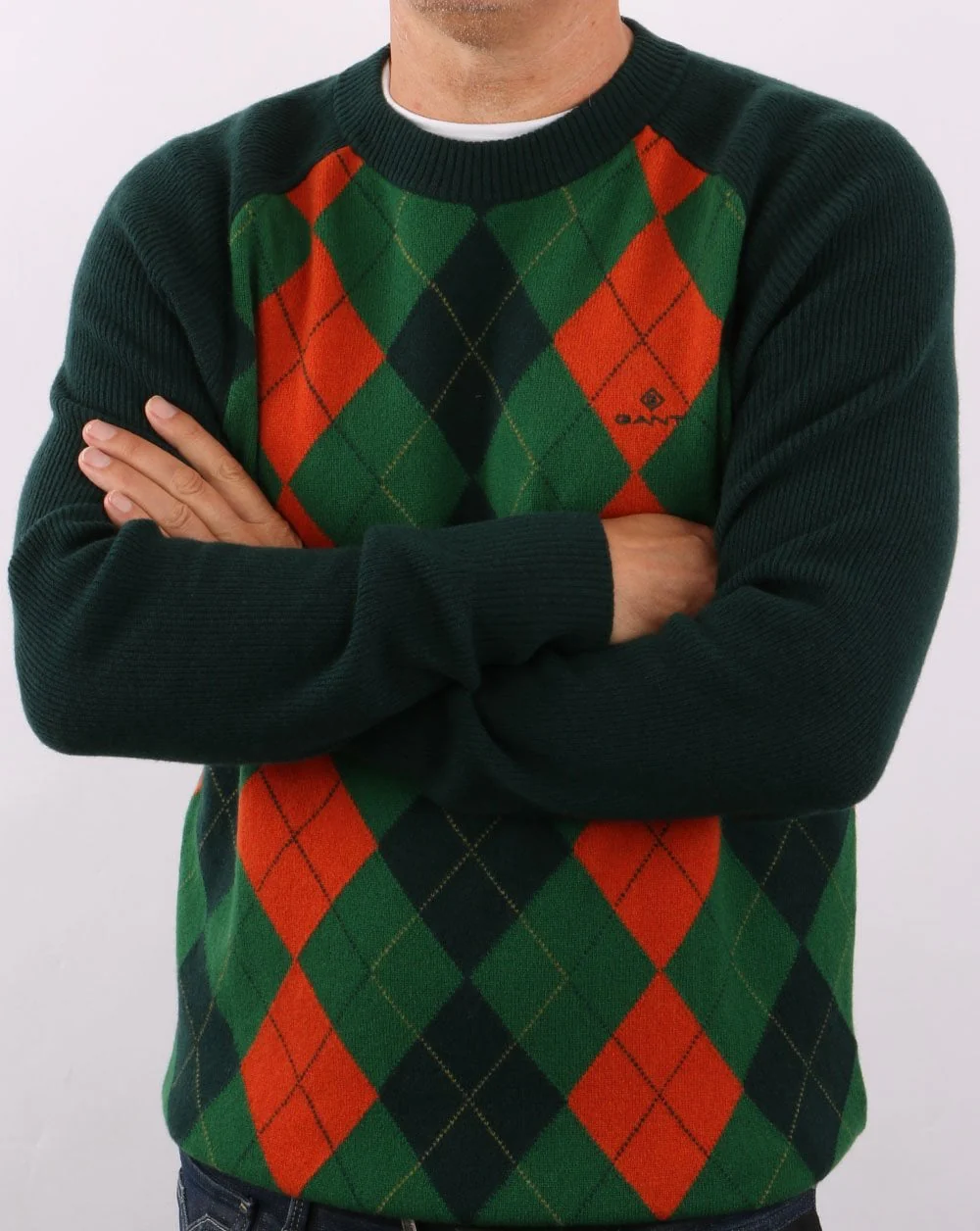 Gant Argyle Crew Neck Tartan Green - Image 3