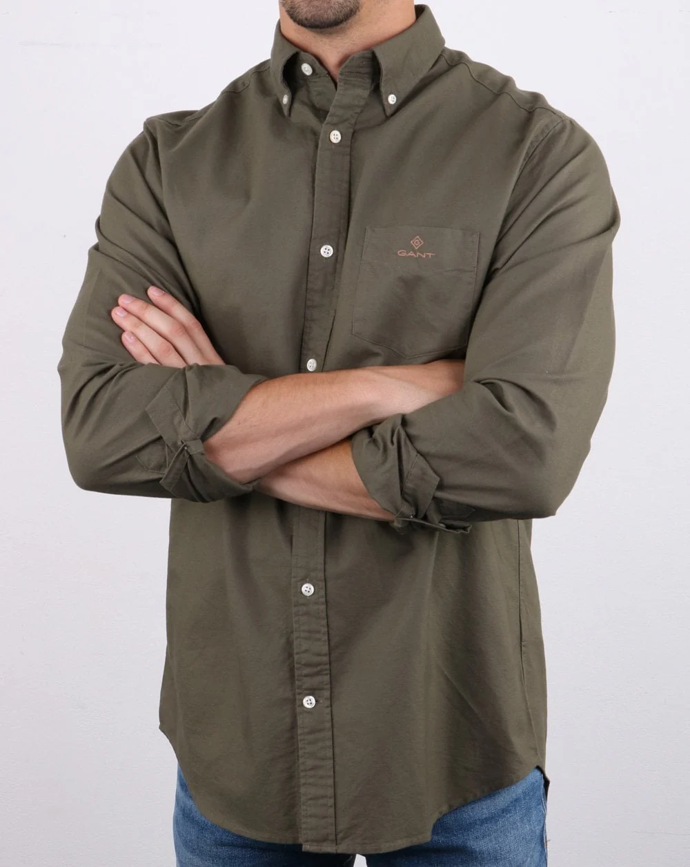 Gant Beefy Oxford Shirt Green - Image 3