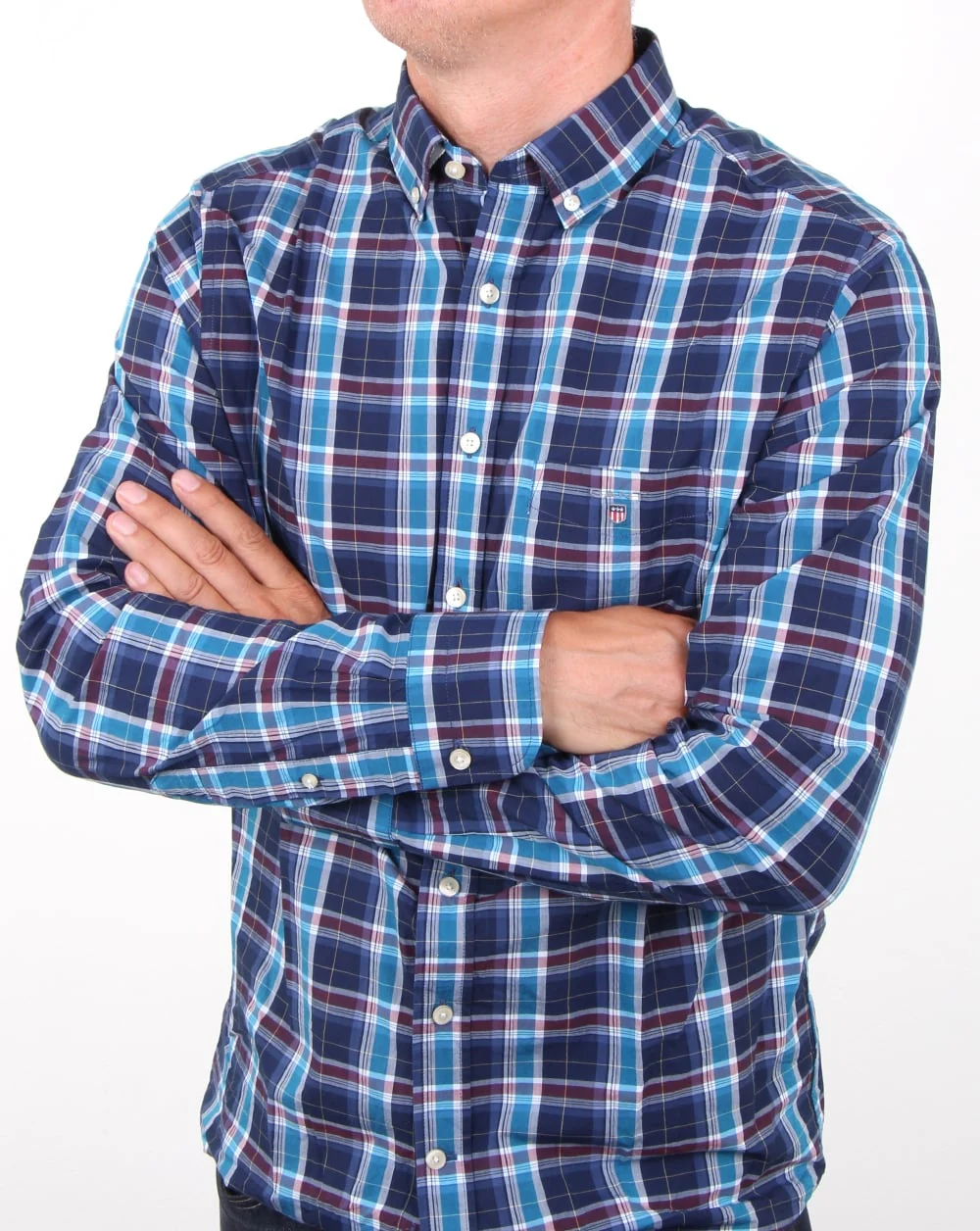 Gant Broadcloth Check Shirt Dark Indigo - Image 2