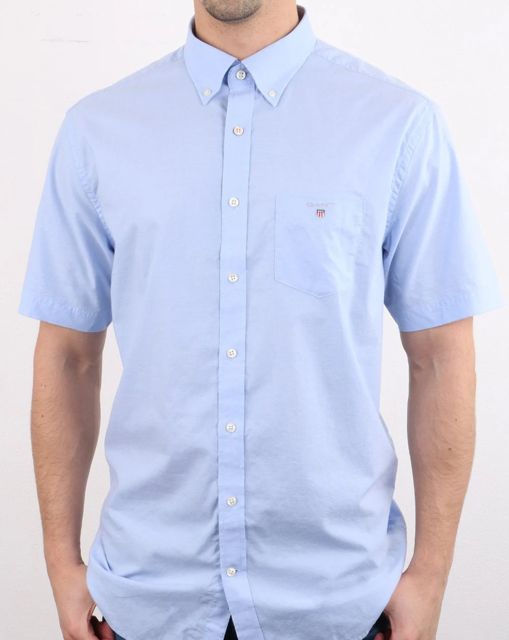 Gant Broadcloth Short Sleeve Shirt Hamptons Blue - Image 3