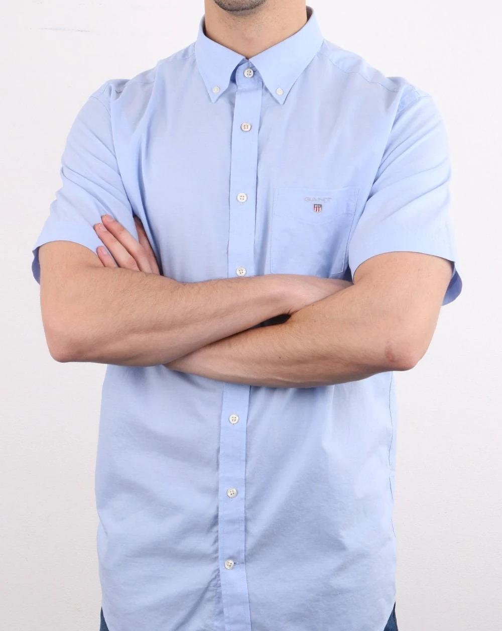 Gant Broadcloth Short Sleeve Shirt Hamptons Blue - Image 4