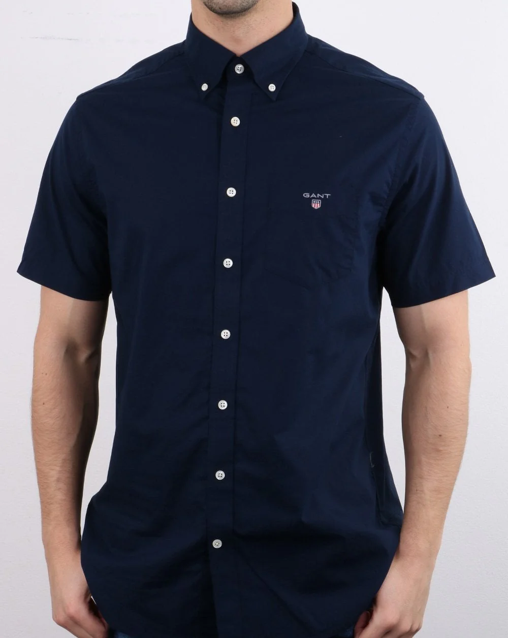 Gant Broadcloth Short Sleeve Shirt Navy