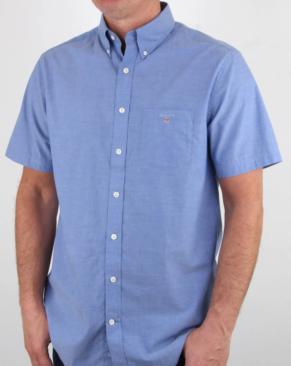 Gant Broadcloth Short Sleeve Shirt Yale Blue