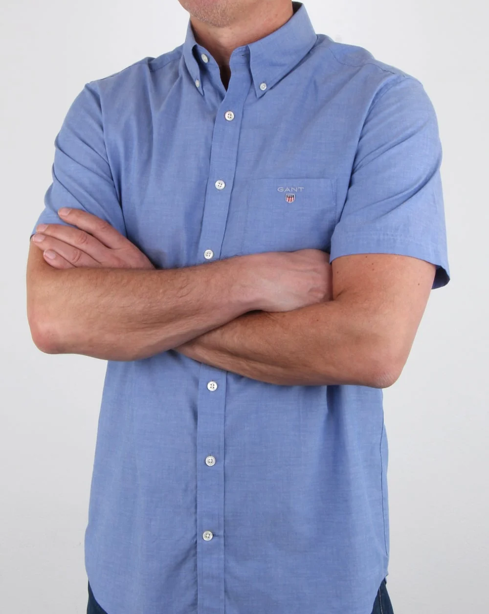 Gant Broadcloth Short Sleeve Shirt Yale Blue - Image 2